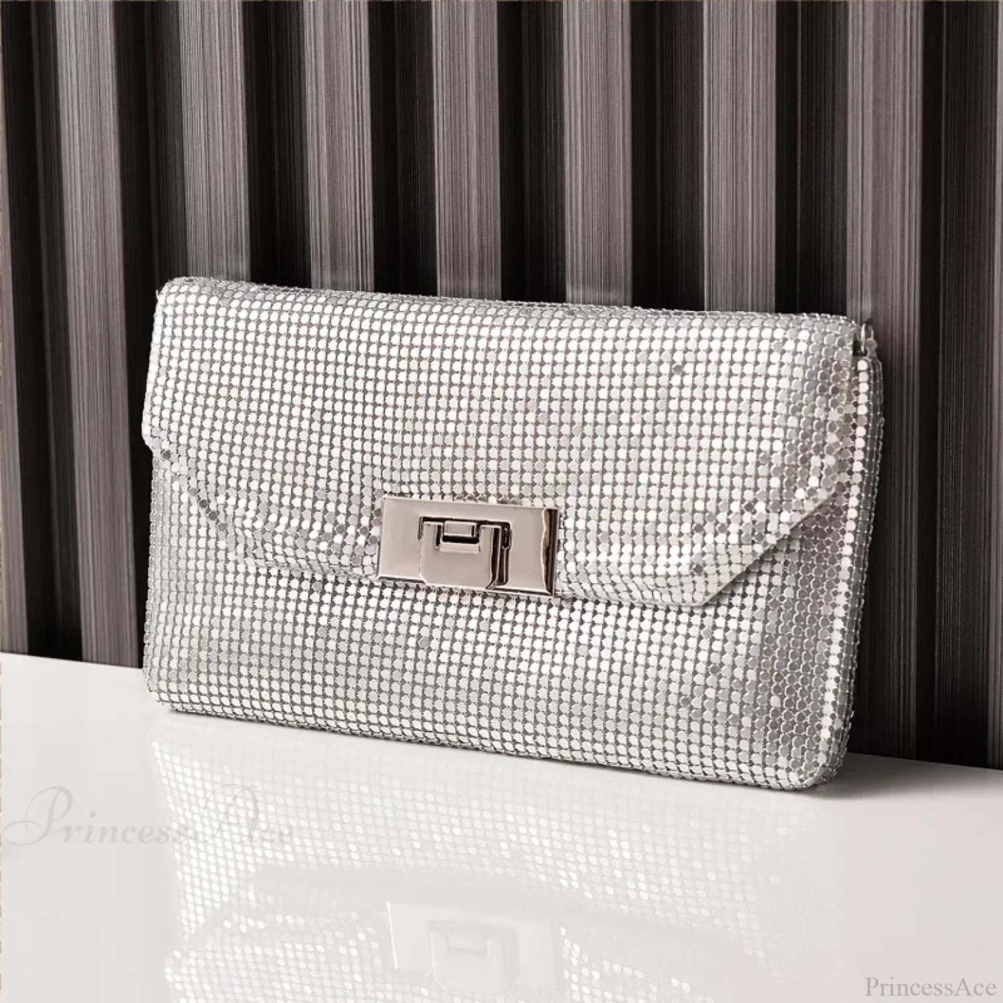 Shiny Sequins Evening Clutch Wristlet 22cm / Silver wristlet-250126