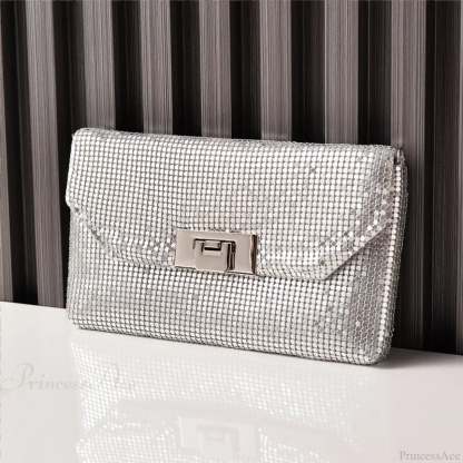 Shiny Sequins Evening Clutch Wristlet 22cm / Silver wristlet-250126