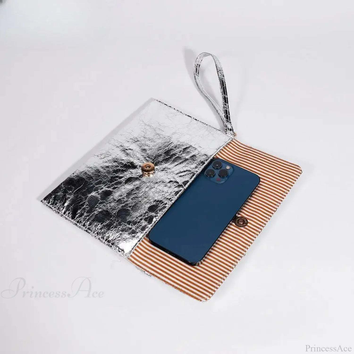 Silver Sequin Rhinestone Evening Clutch Wristlet wristlet-250126