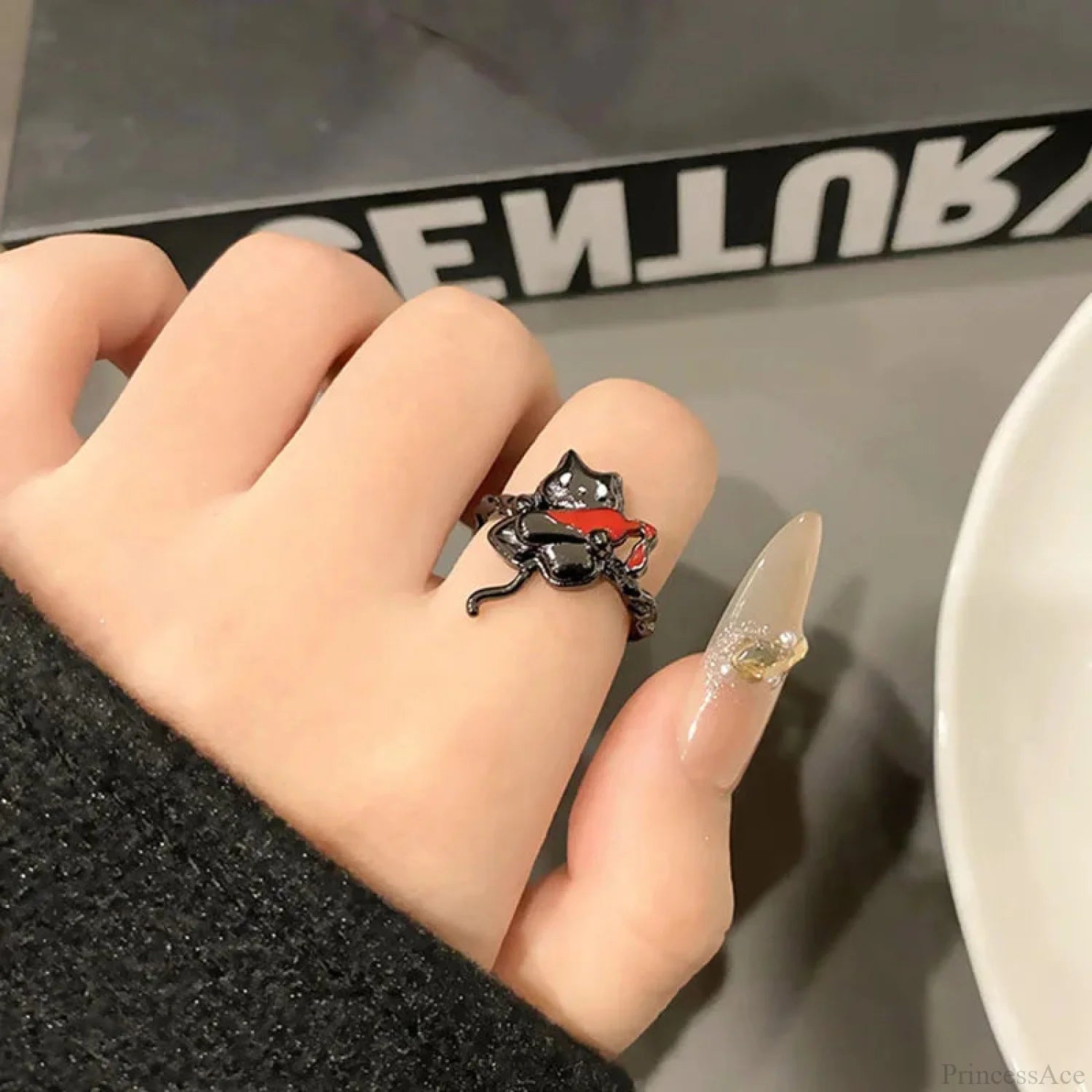 Simple Gothic Inebriated Spirit Ring red01