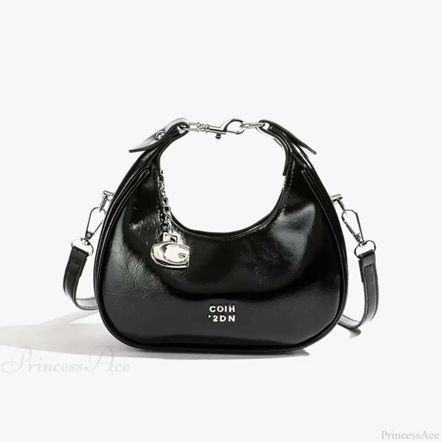 Simple Versatile Solid Color Shoulder Messenger Handbag Black handbag-250126