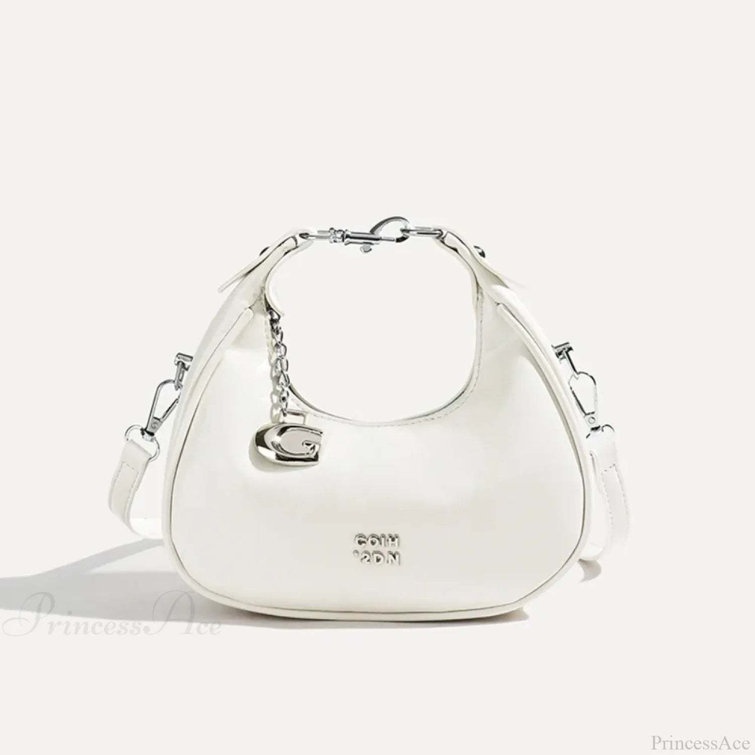 Simple Versatile Solid Color Shoulder Messenger Handbag White handbag-250126