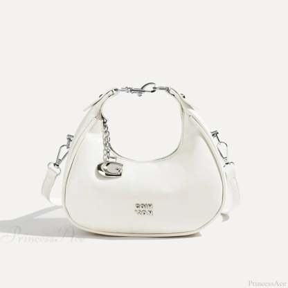 Simple Versatile Solid Color Shoulder Messenger Handbag White handbag-250126