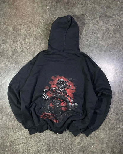 Skeleton Printed Zipper Hoodie