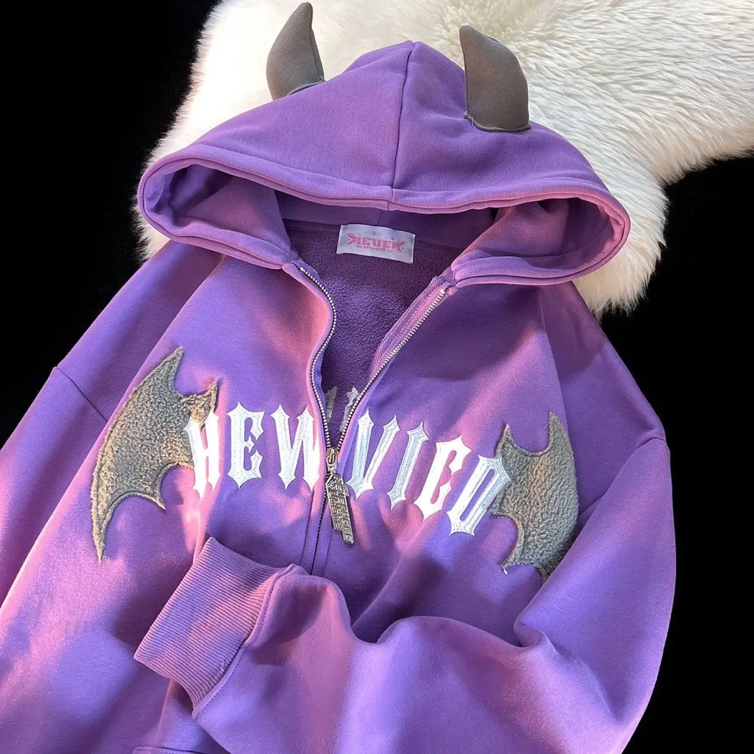 Skeleton Printed Zipper Hoodie purple / M