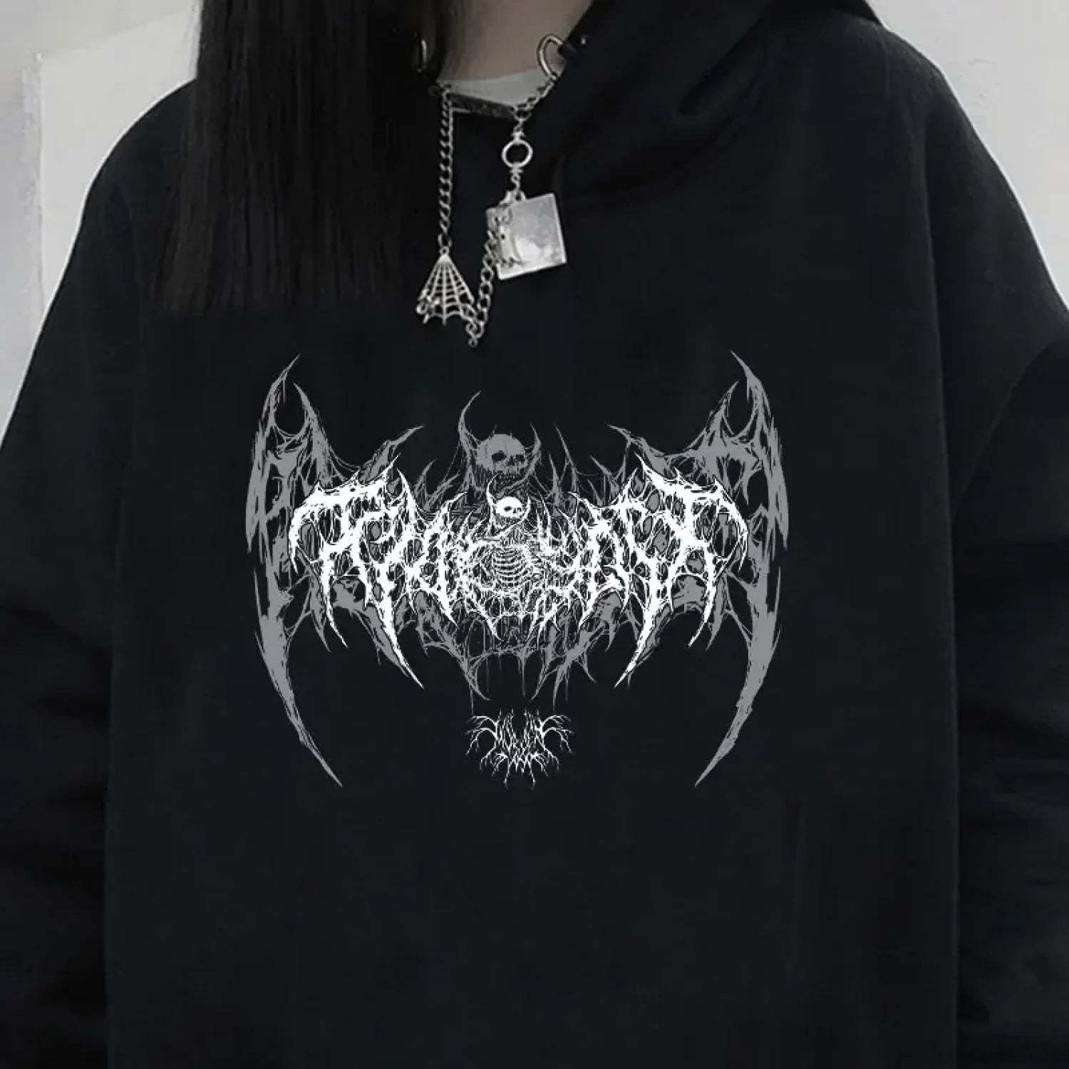 Skull Graphic Long Sleeve Hoodie