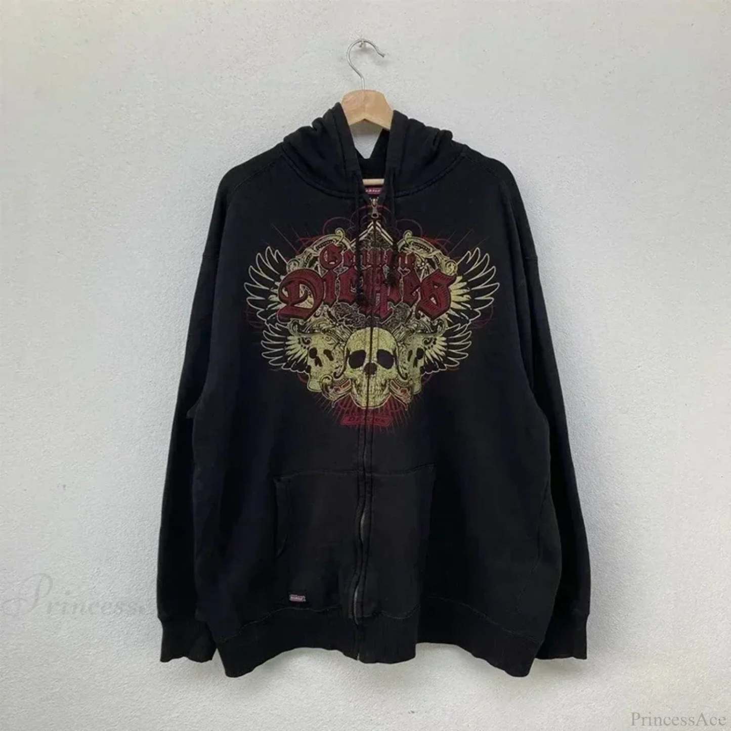 Skull Print Hooded Sweatshirt Black 11 / S