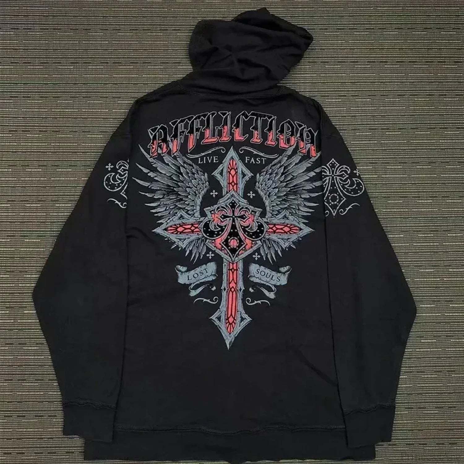 Skull Print Hooded Sweatshirt Black 13 / S