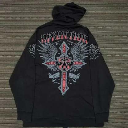 Skull Print Hooded Sweatshirt Black 13 / S