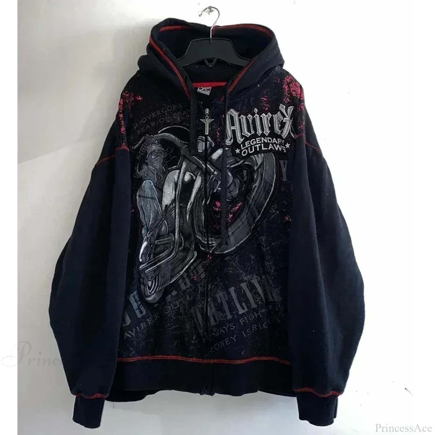 Skull Print Hooded Sweatshirt Black 15 / S