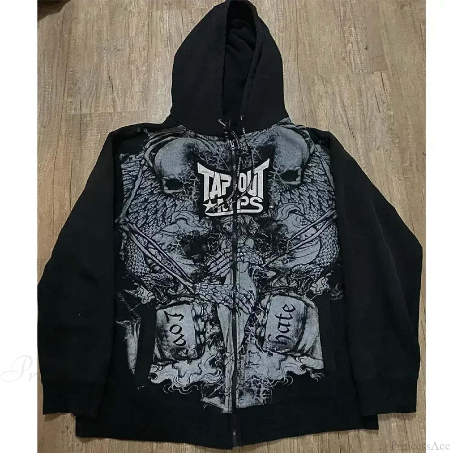Skull Print Hooded Sweatshirt Black 6 / S