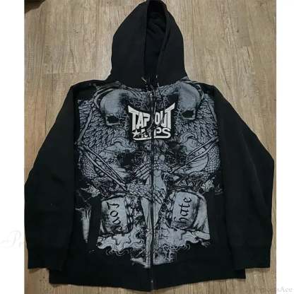 Skull Print Hooded Sweatshirt Black 6 / S