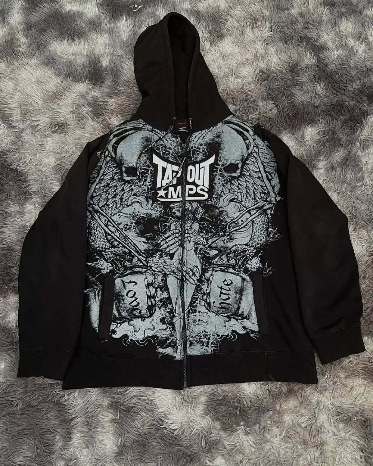 Skull Print Hooded Sweatshirt Black 8 / S
