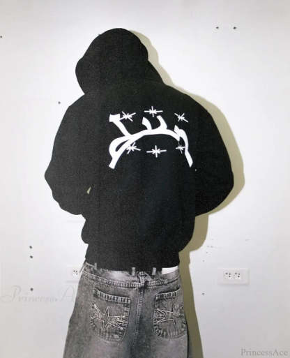Skull Print Hooded Sweatshirt Black 9 / S