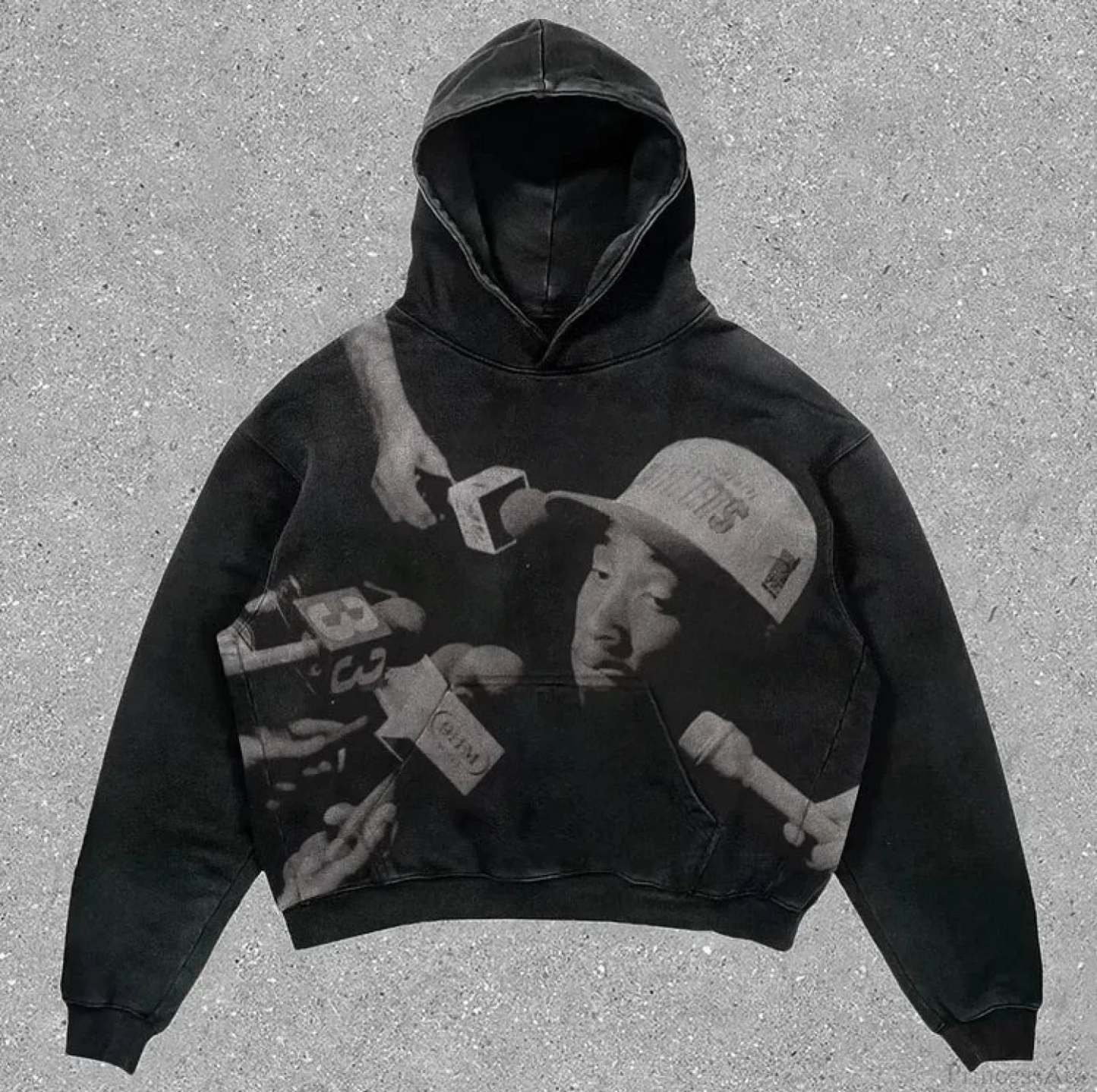 Skull Rap Graphic Cotton Hoodie Black1 / S