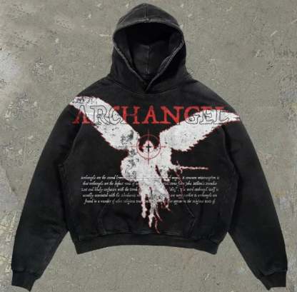 Skull Rap Graphic Cotton Hoodie Black3 / S