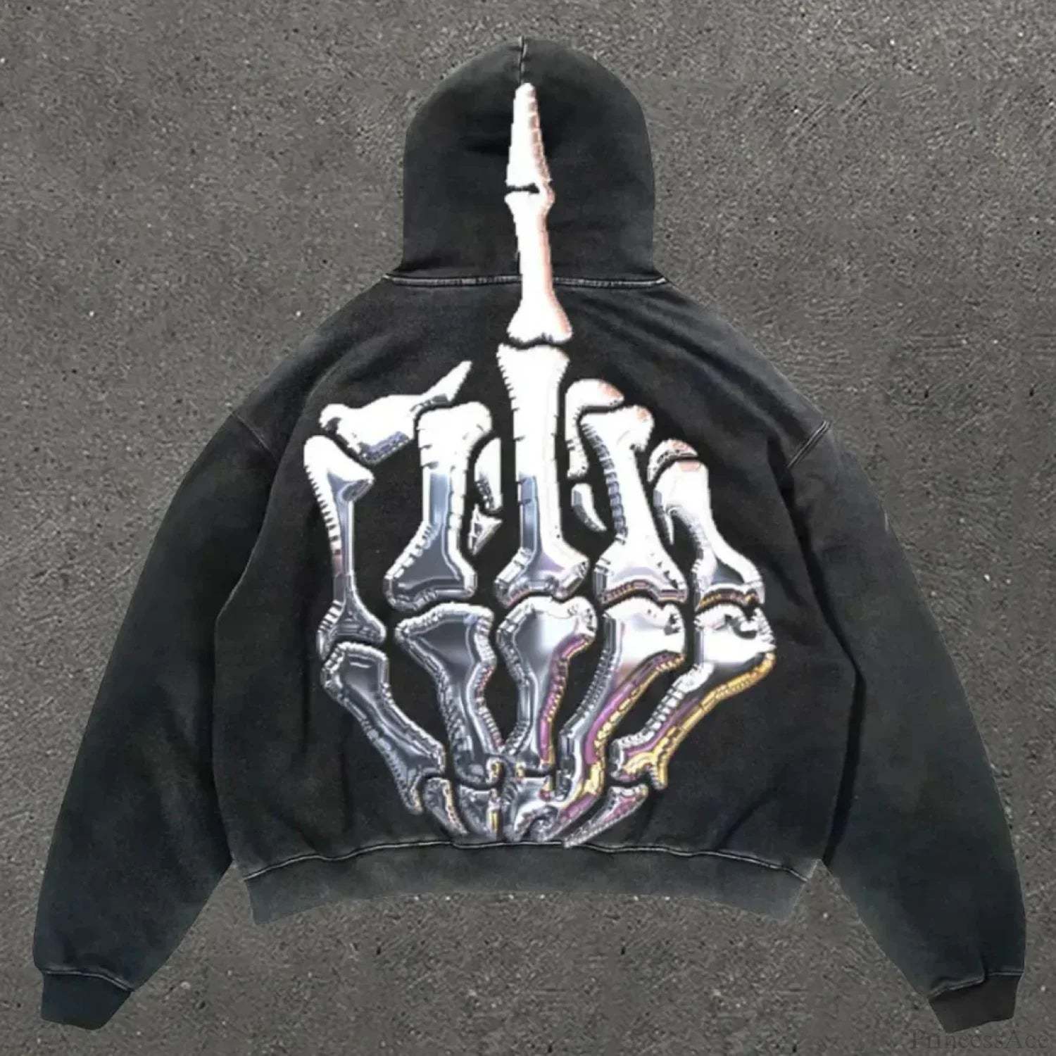 Skull Rap Graphic Cotton Hoodie Black4 / S
