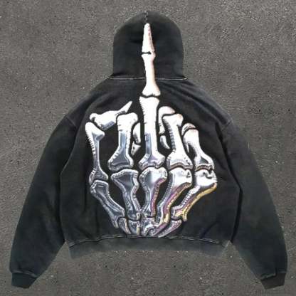 Skull Rap Graphic Cotton Hoodie Black4 / S
