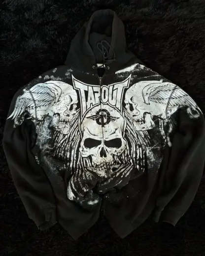 Skull Retro Zipper Hoodie