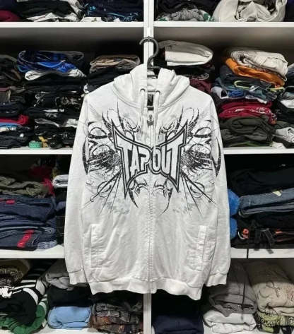 Skull Retro Zipper Hoodie white / S