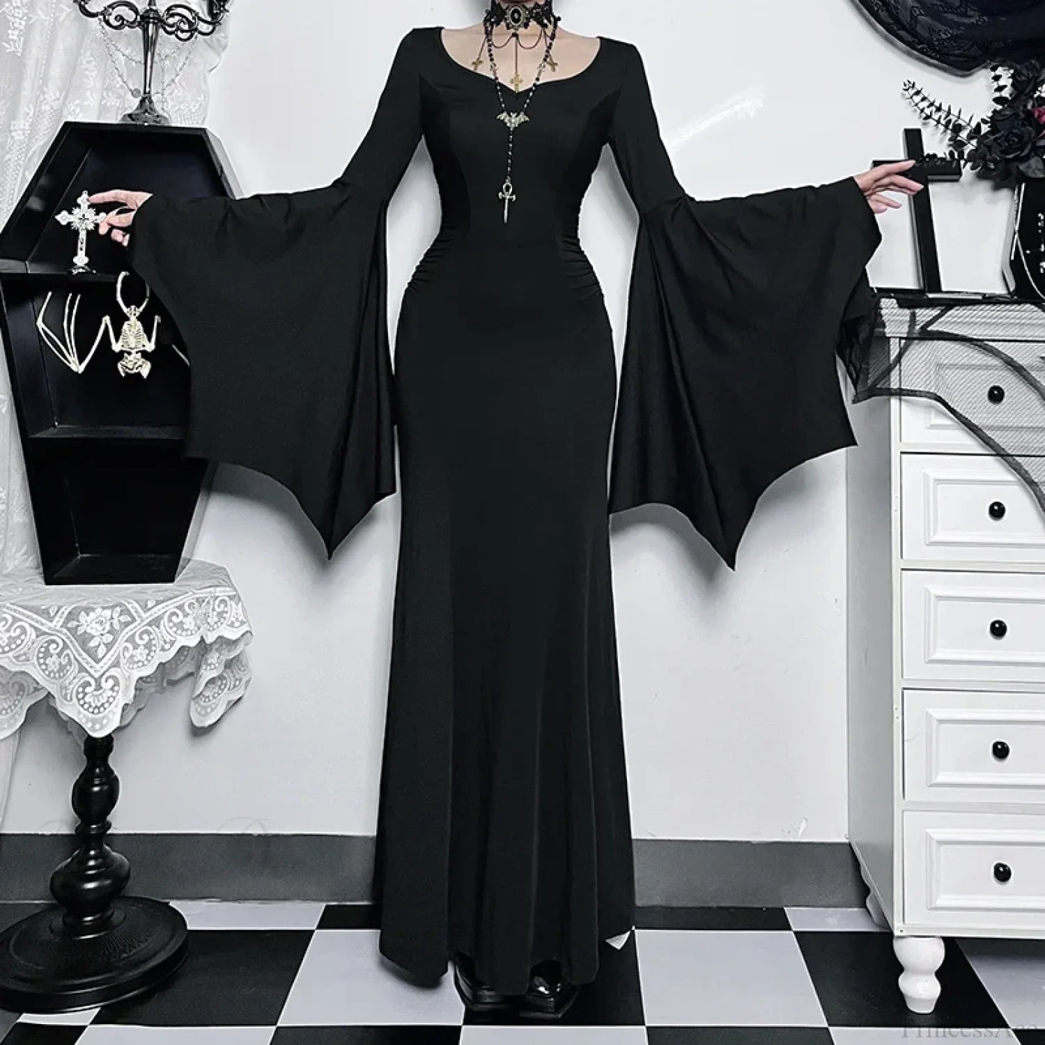 Slim Gothic Fall Daily Comfort Maxi Dress