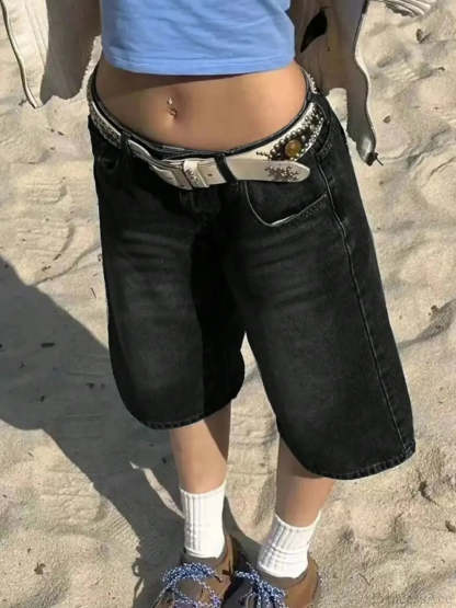 Sloping Pocket Bermuda Denim Short Black / XS