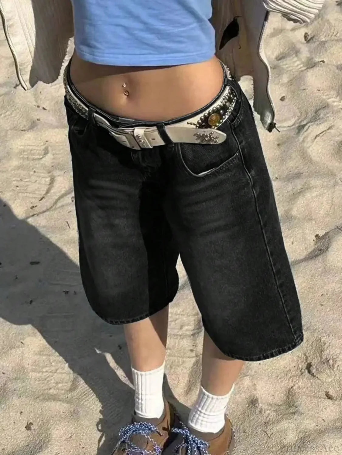 Sloping Pocket Bermuda Denim Short Black / XS