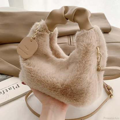 Soft Plush Simple Crossbody Handbag Women’s Bag khaki handbag-250126