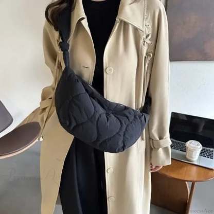 Soft Puffer Cotton Quilted Crossbody Bag Black crossbody-250126