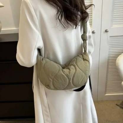 Soft Puffer Cotton Quilted Crossbody Bag Green crossbody-250126