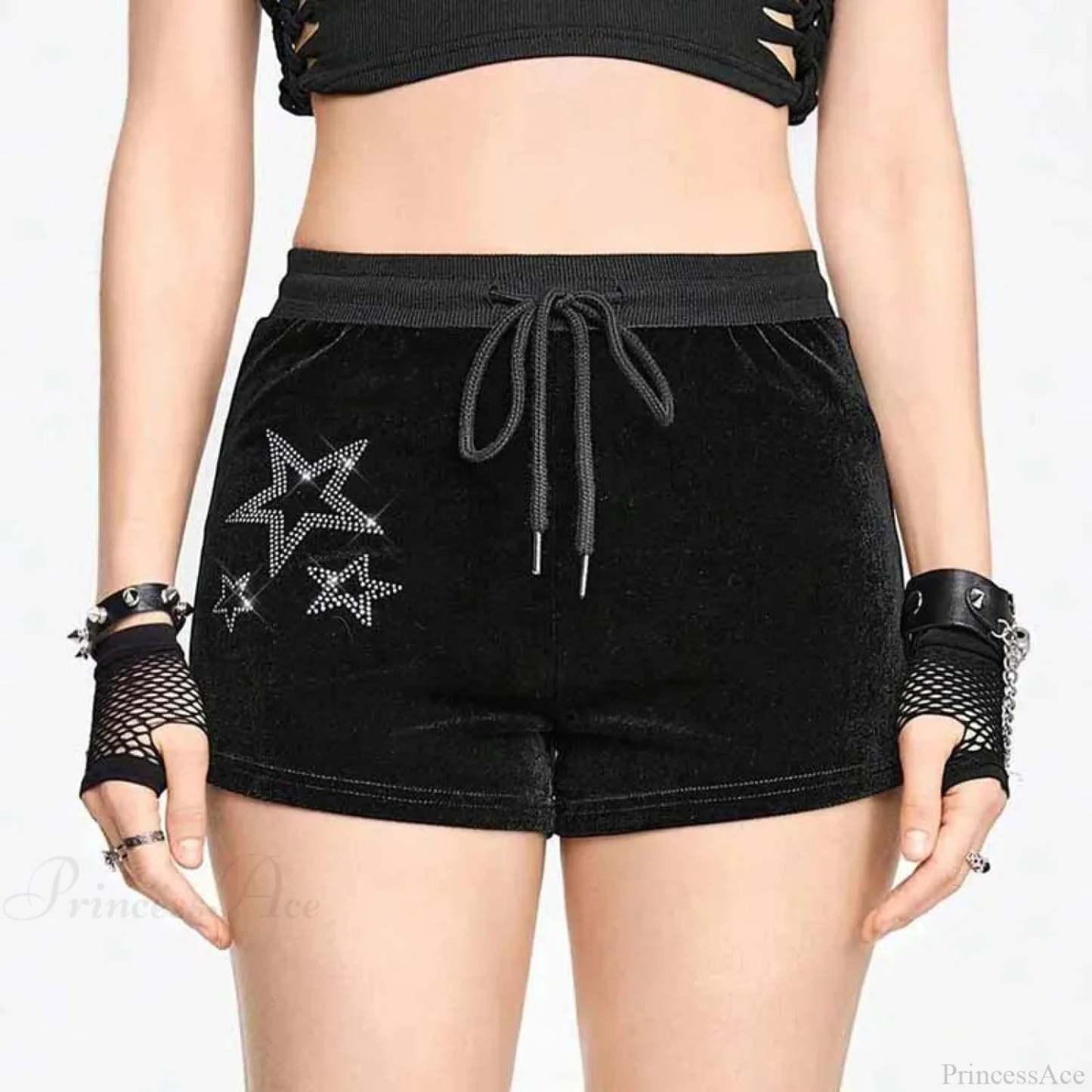 Soft Sparkling Drawstring Short Black / S