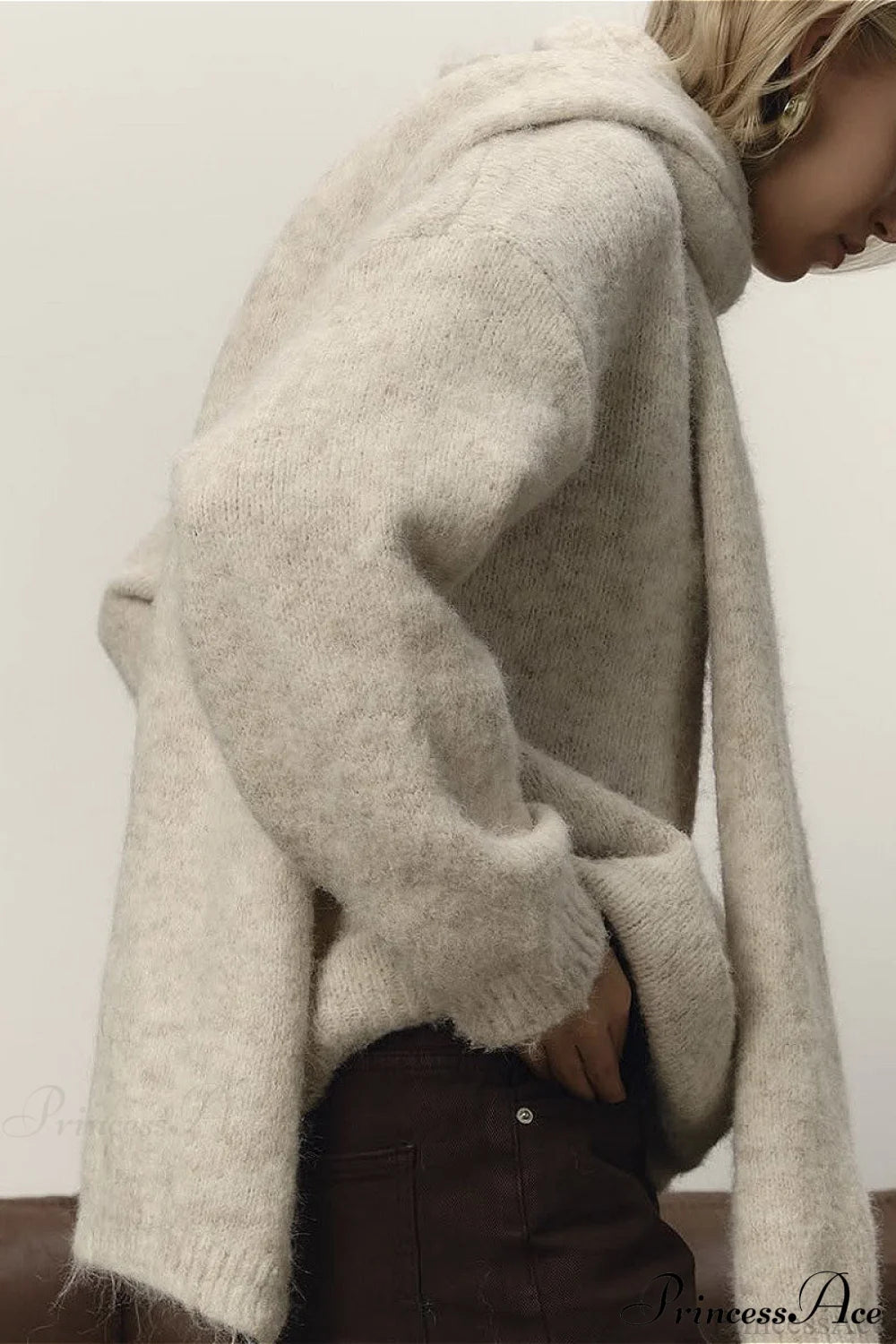 Soft Wool Crew Neck Loose Slouchy Sweater