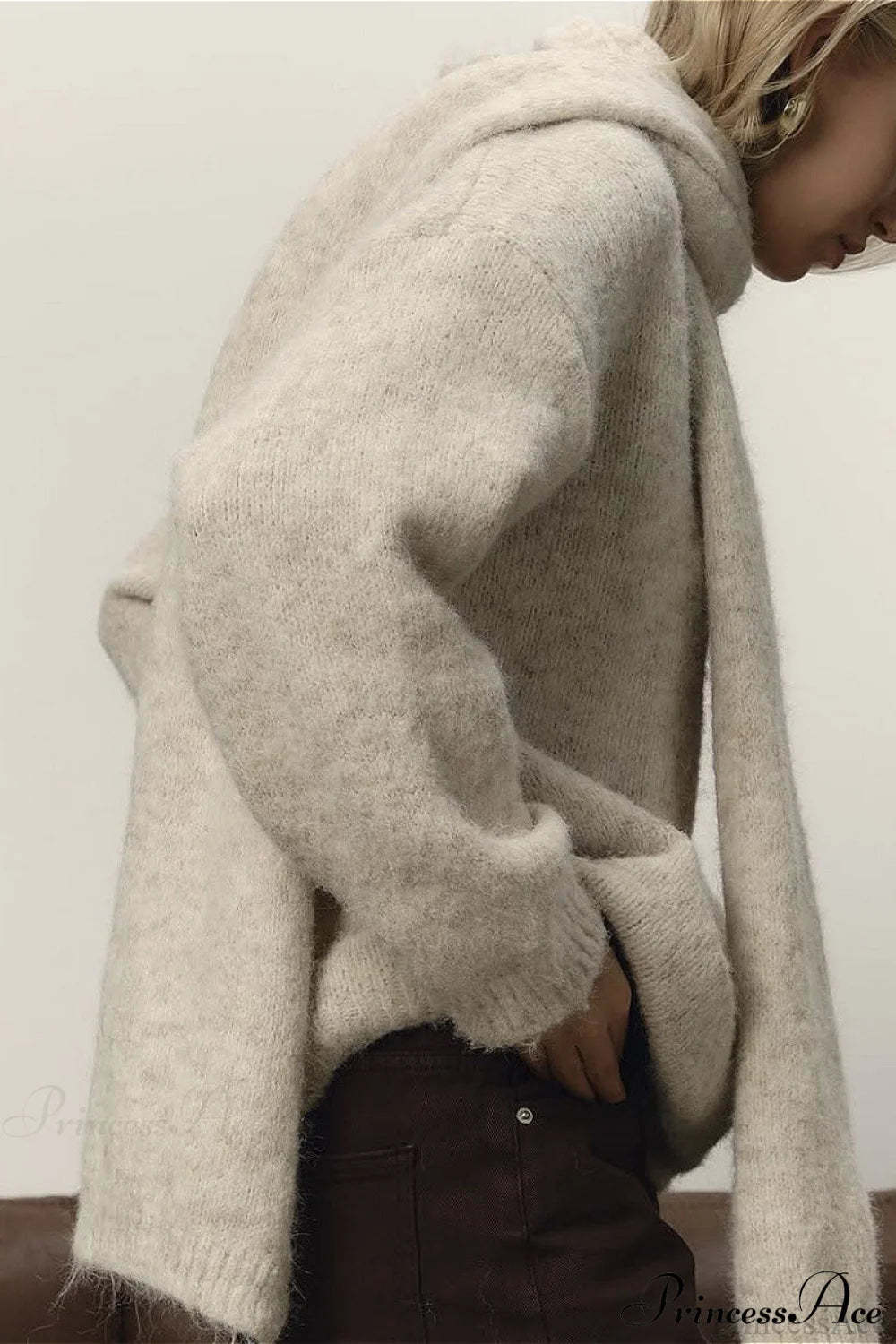 Soft Wool Crew Neck Loose Slouchy Sweater