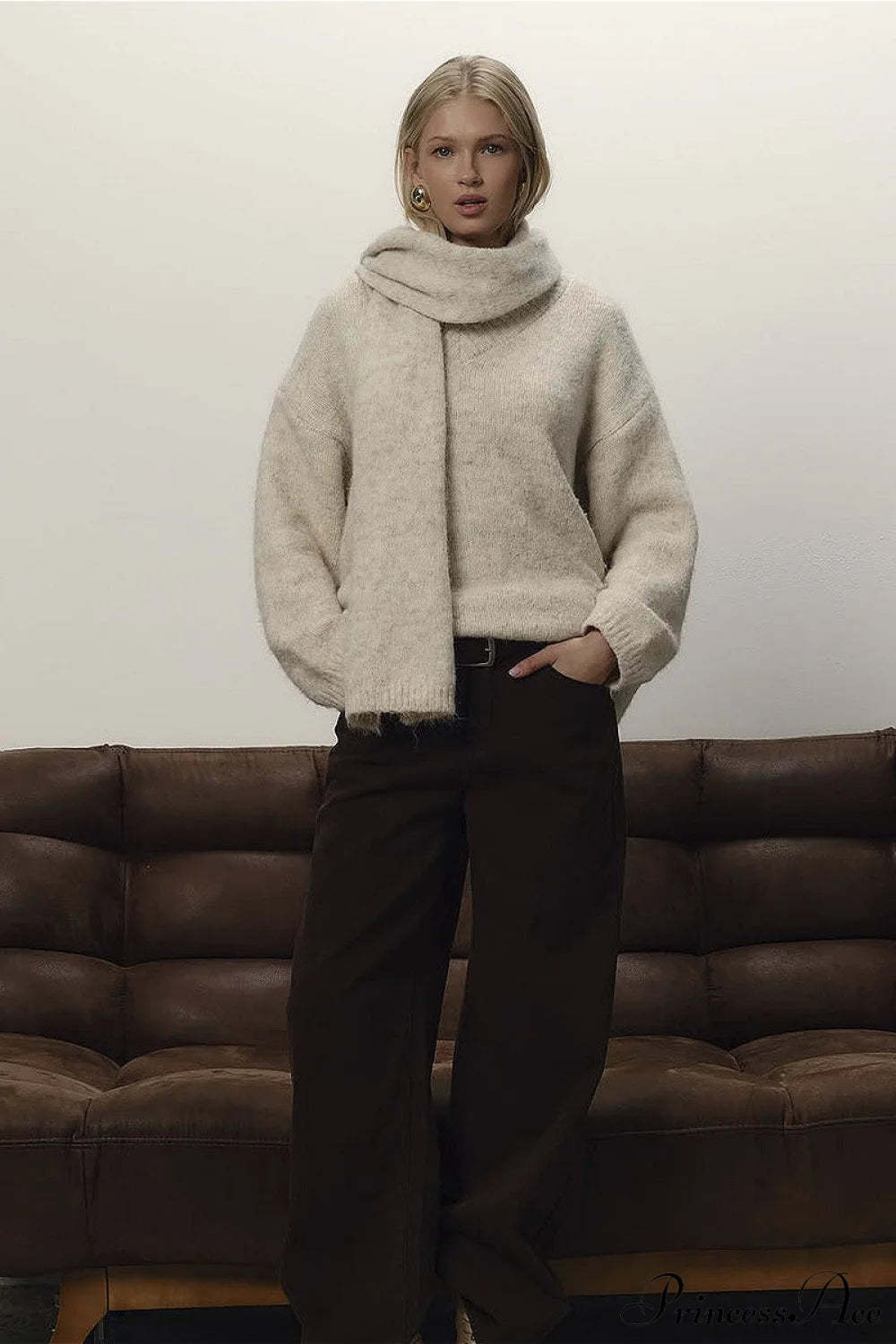 Soft Wool Crew Neck Loose Slouchy Sweater