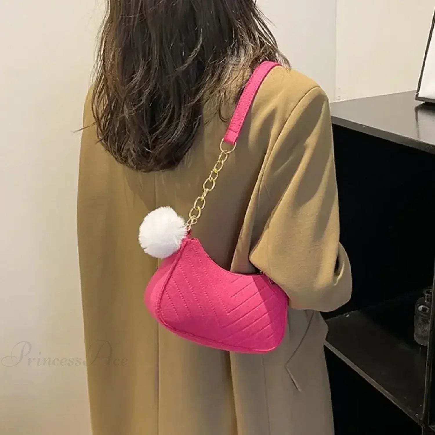 Solid Color Mini Underarm Shoulder Bag shoulder-250126