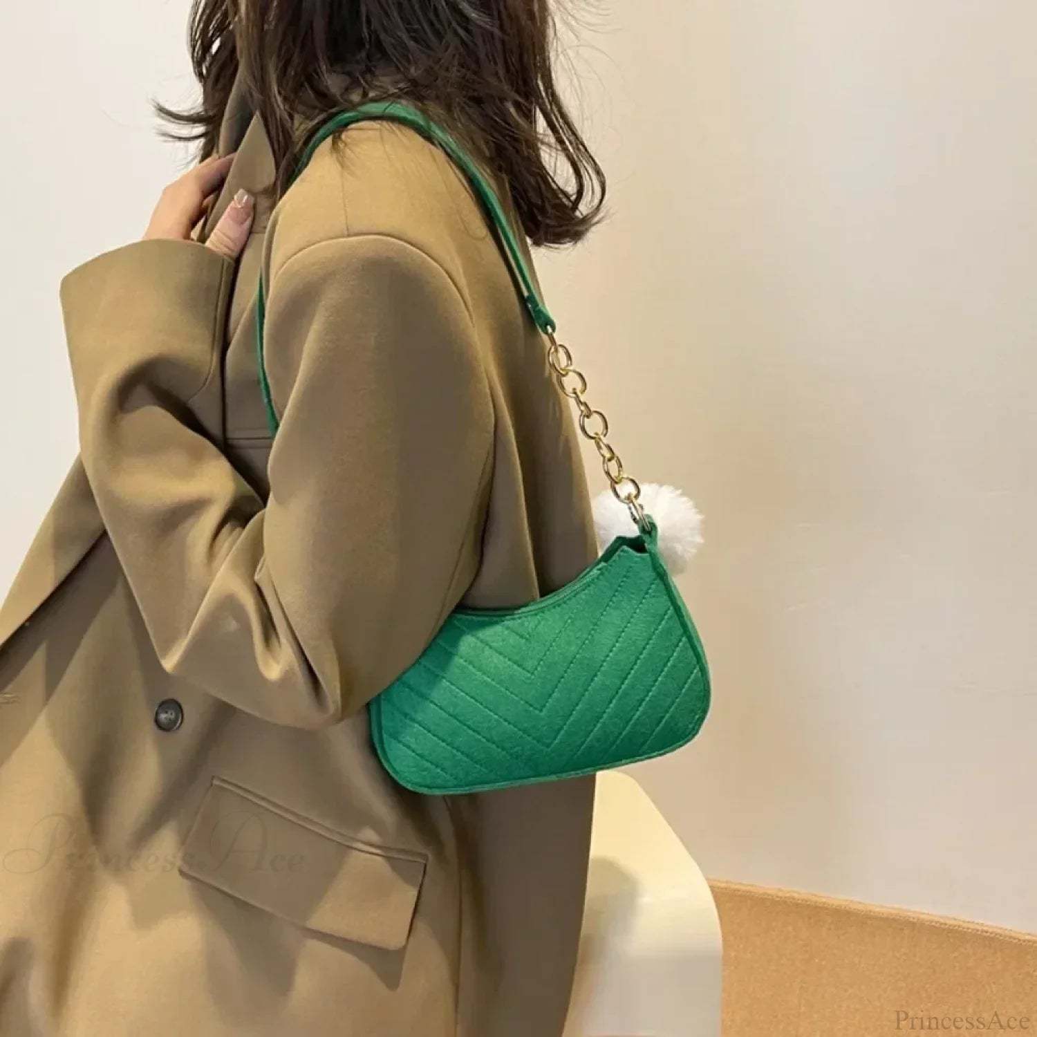 Solid Color Mini Underarm Shoulder Bag shoulder-250126