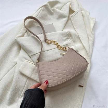 Solid Color Mini Underarm Shoulder Bag Khaki shoulder-250126