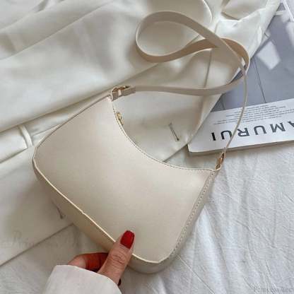 Retro Solid Color PU Leather Underarm Bag WHITE / 20x14x5cm shoulder-250126