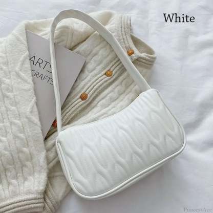 Solid Color PU Leather Women Shoulder Bag White shoulder-250126