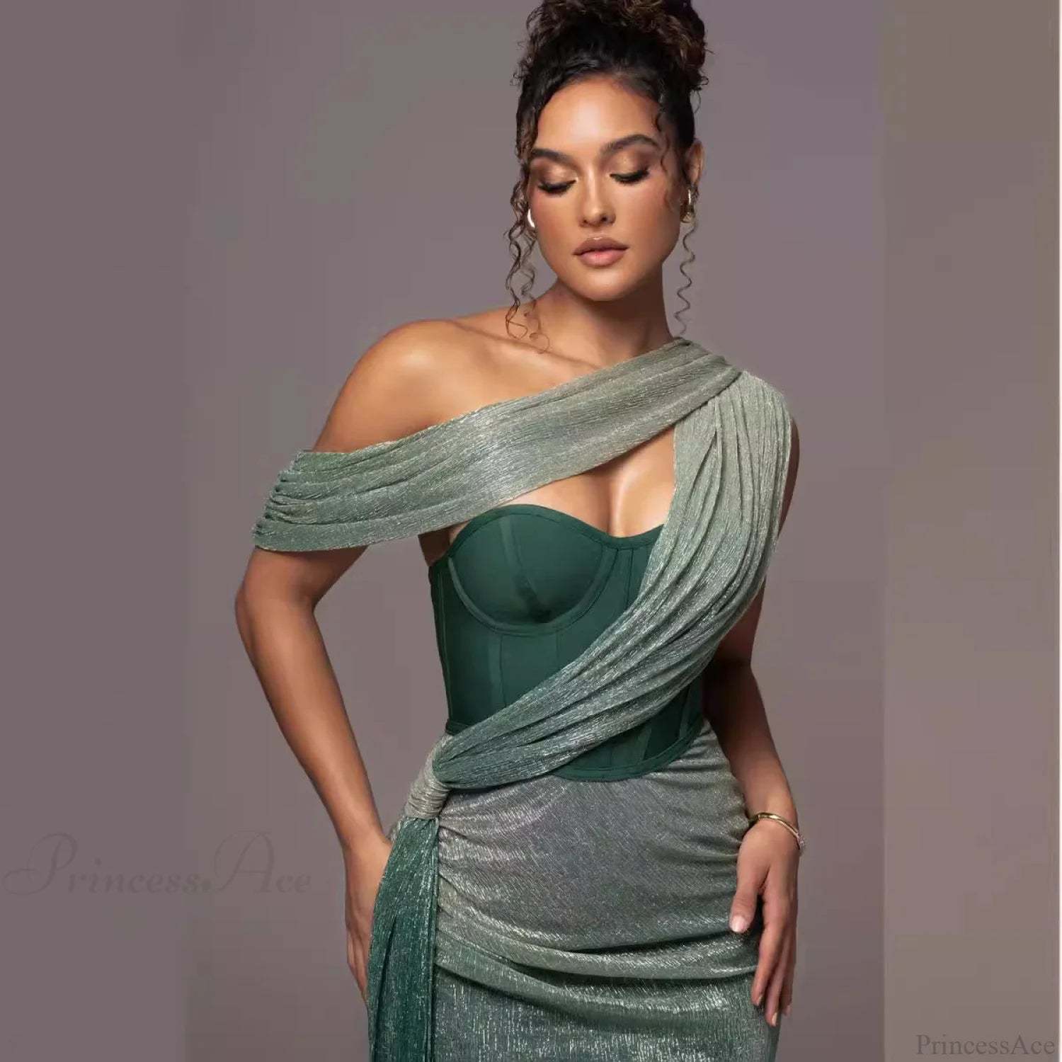 Solid Color Sleeveless Strapless Slit Prom Dress promdress-250223