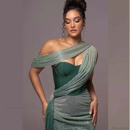 Solid Color Sleeveless Strapless Slit Prom Dress promdress-250223