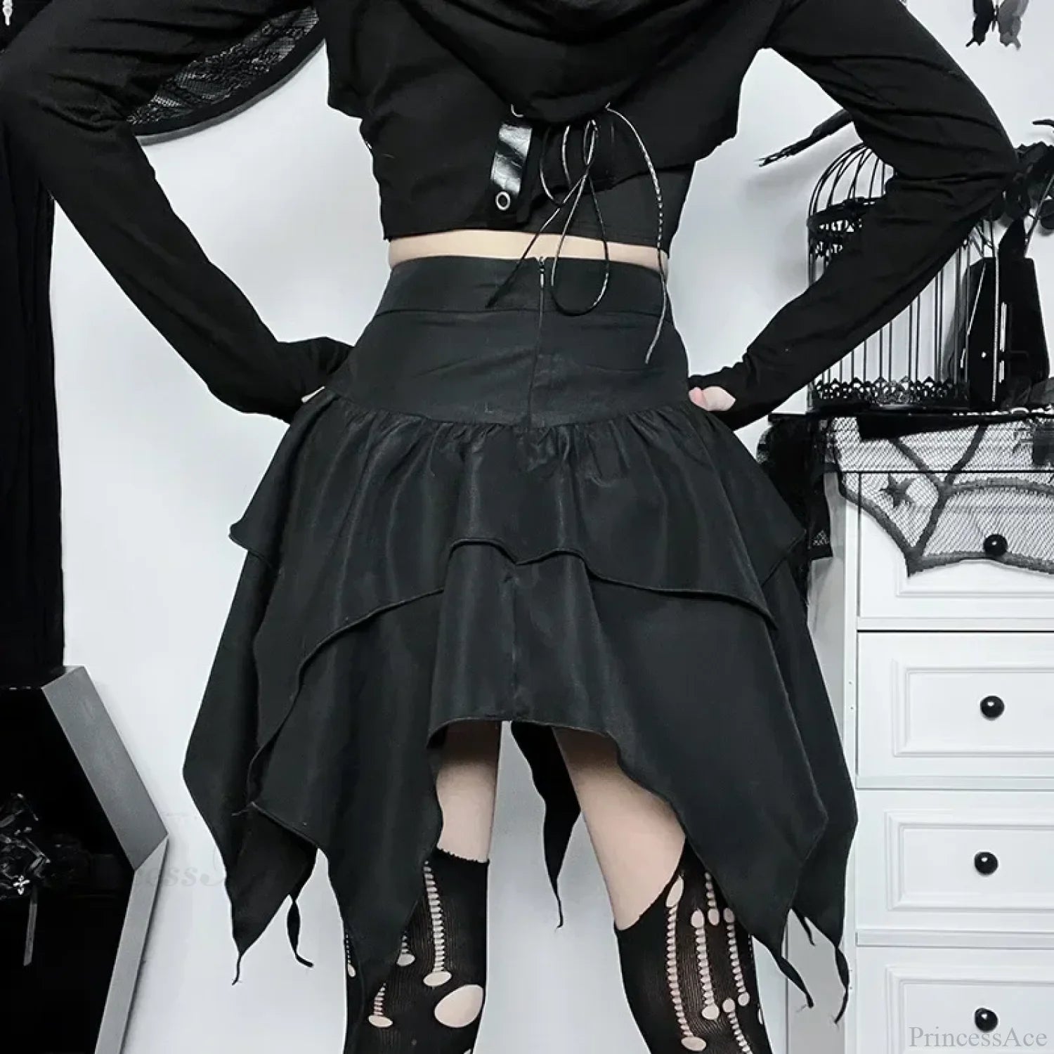 Solid Drawstring Ruched Mini Skirt