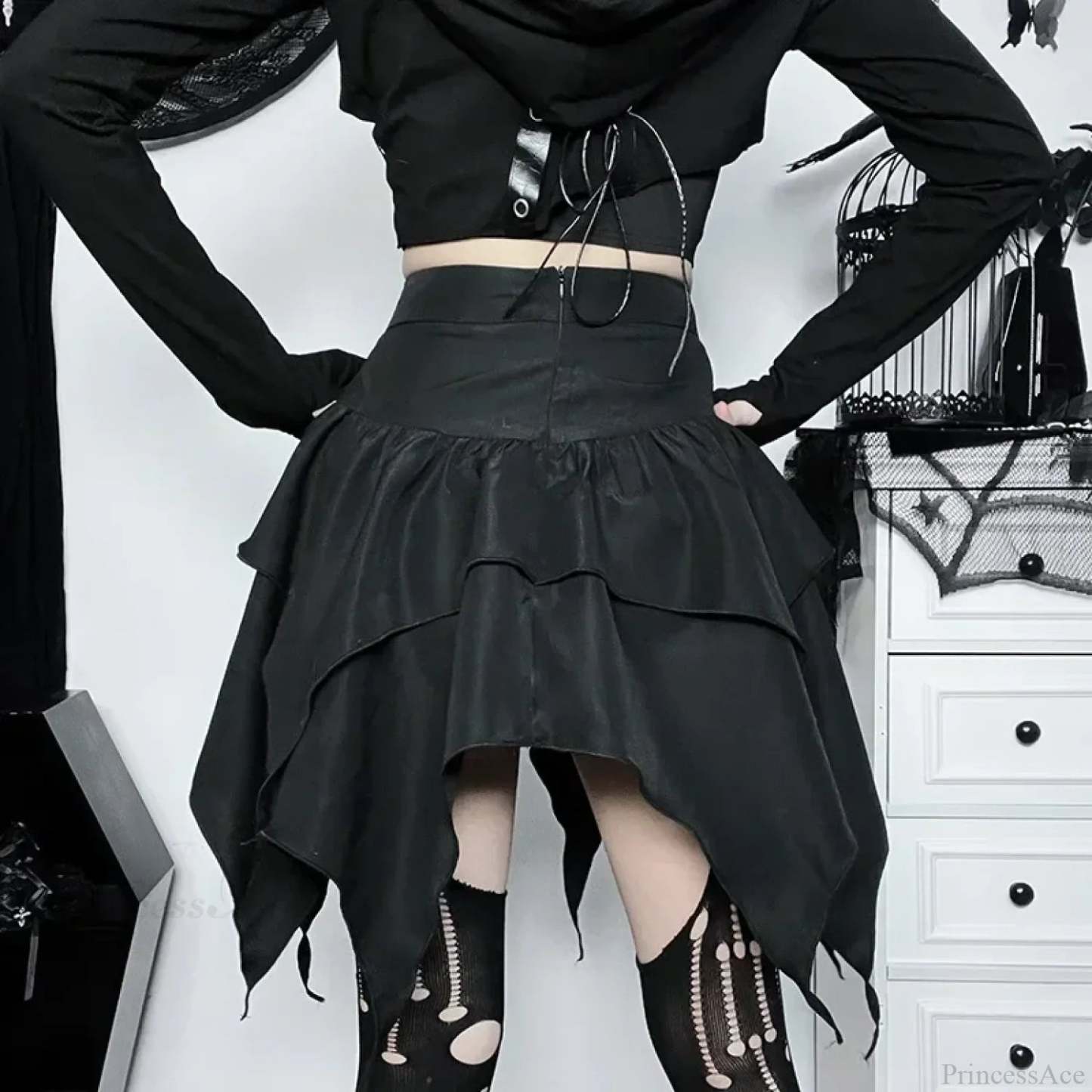 Solid Drawstring Ruched Mini Skirt