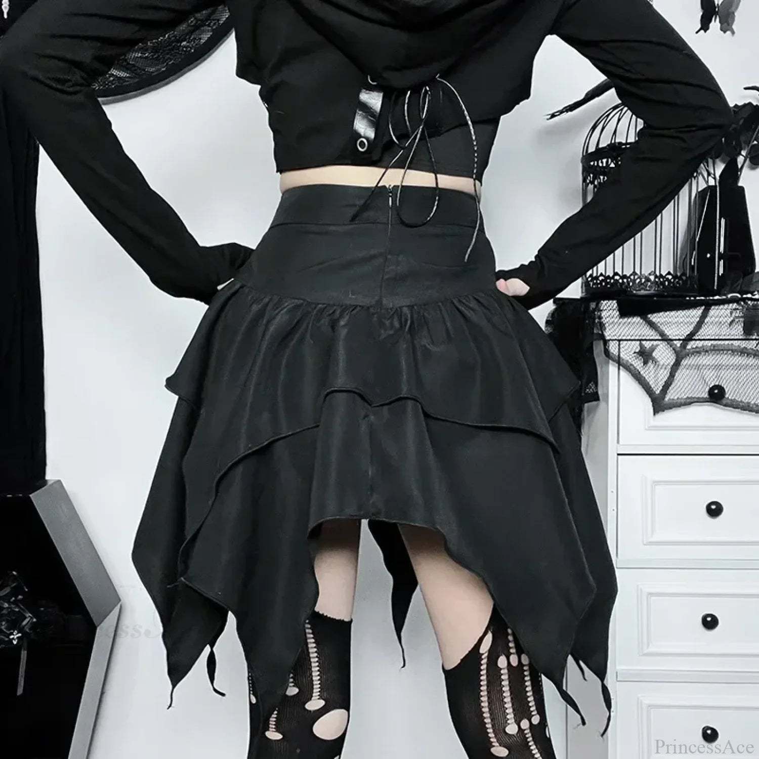 Solid Drawstring Ruched Mini Skirt