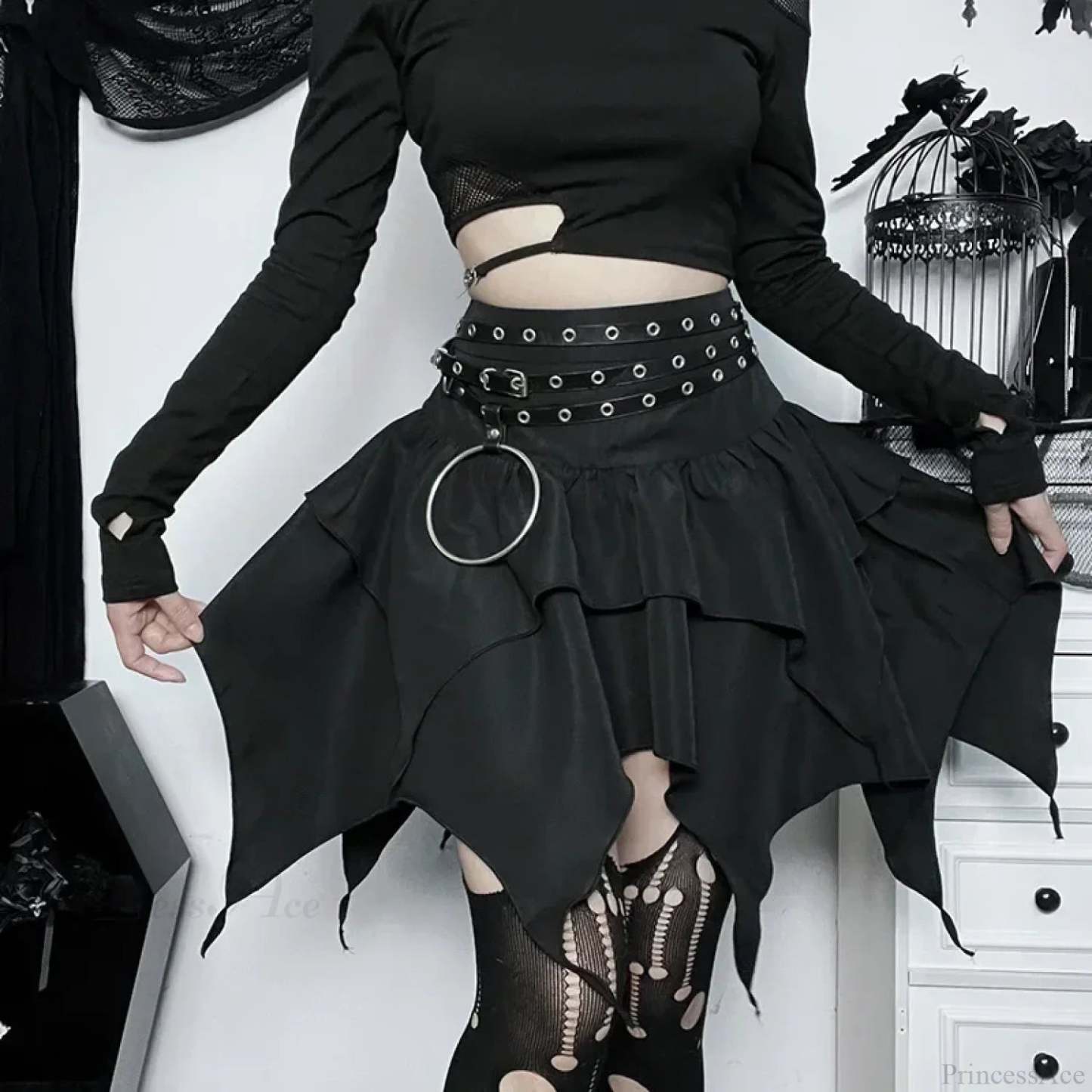 Solid Drawstring Ruched Mini Skirt