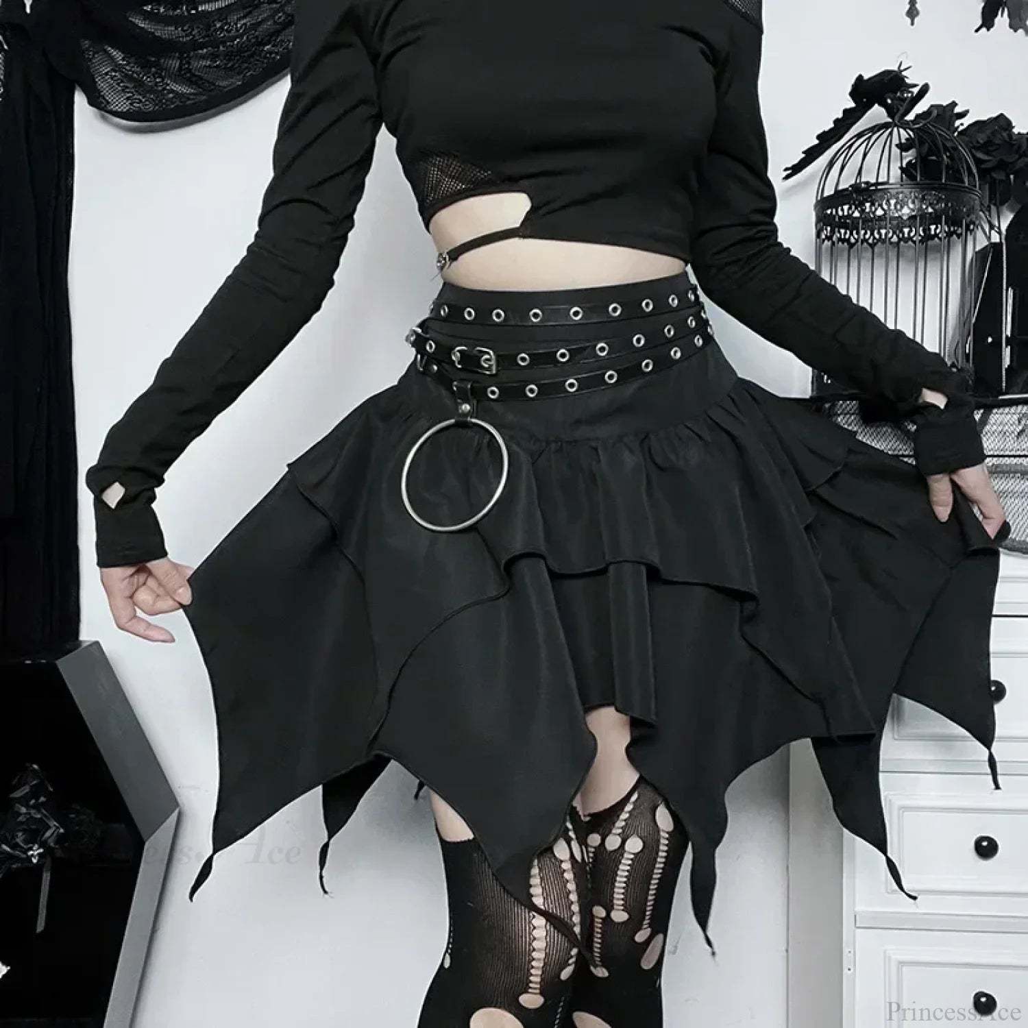 Solid Drawstring Ruched Mini Skirt