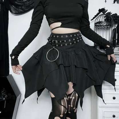 Solid Drawstring Ruched Mini Skirt