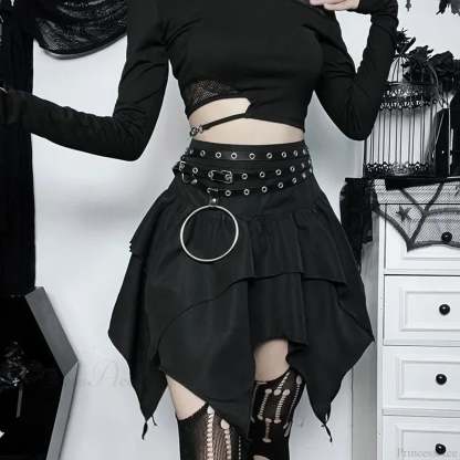 Solid Drawstring Ruched Mini Skirt