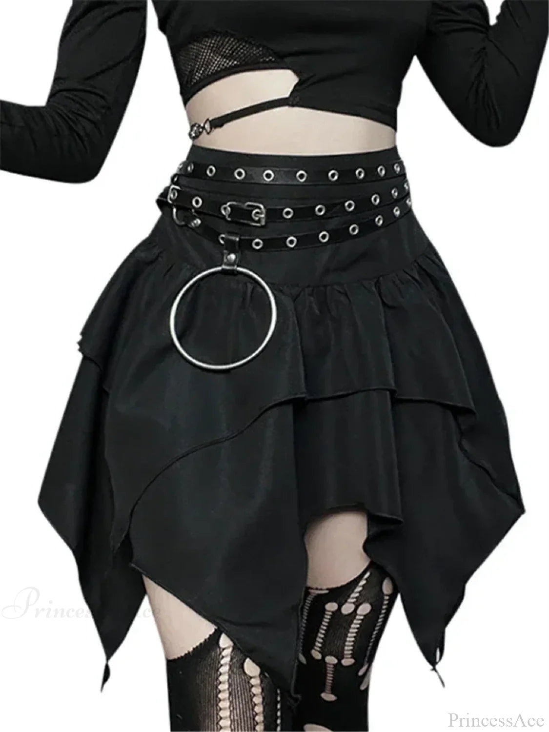 Solid Drawstring Ruched Mini Skirt black1 / XS