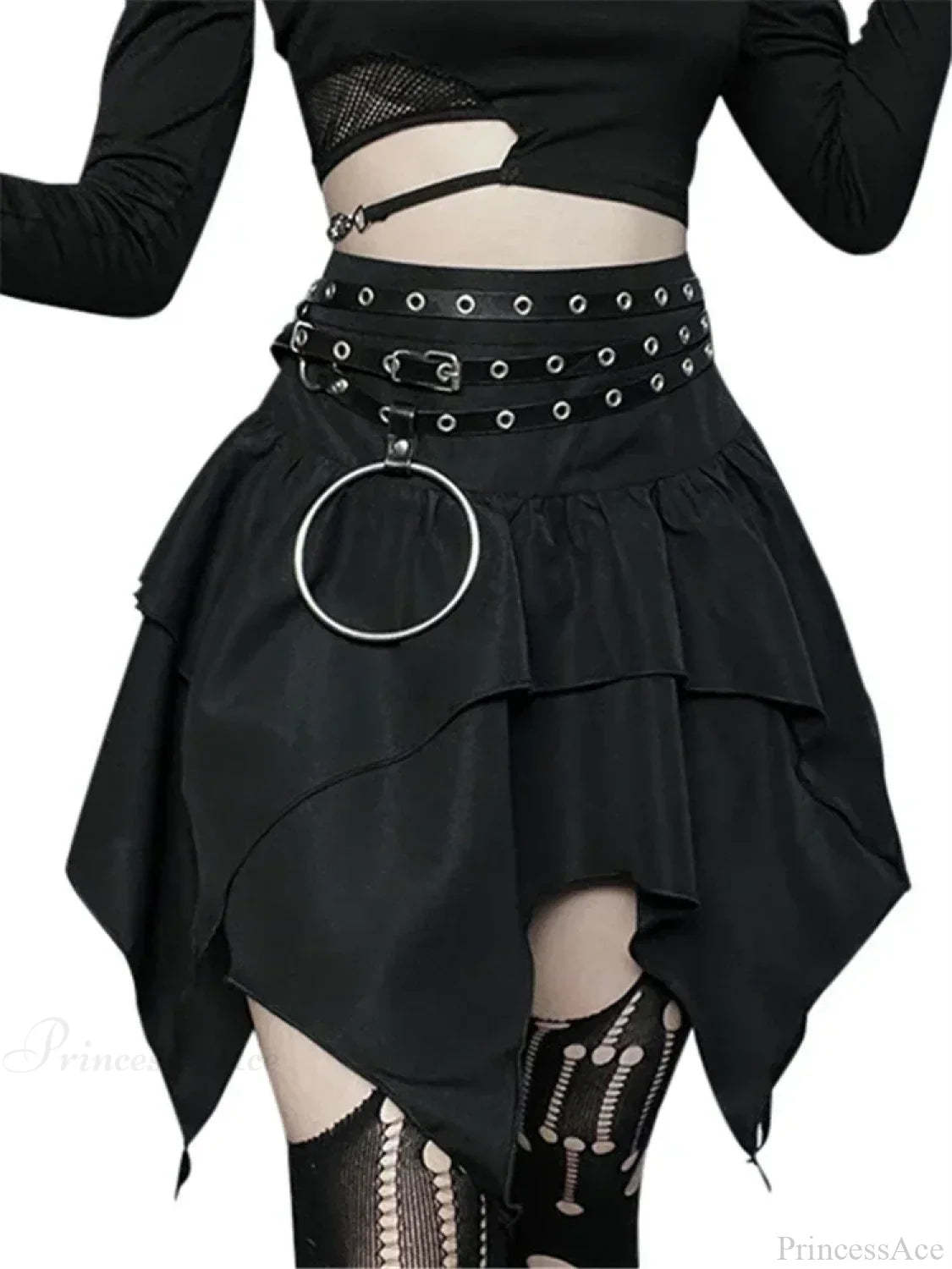Solid Drawstring Ruched Mini Skirt black1 / XS